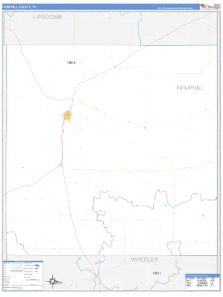 Hemphill County, TX Business Reference style ZIP Code wall map