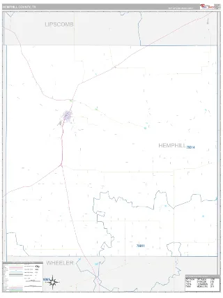 Hemphill County, TX Classic style ZIP Code wall map