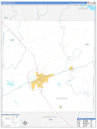 Howard County, TX Business Reference style ZIP Code wall map