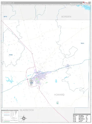 Howard County, TX Classic style ZIP Code wall map