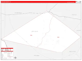 Jeff Davis County, TX RedLine style ZIP Code wall map