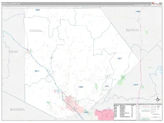 Kendall County, TX Classic style ZIP Code wall map