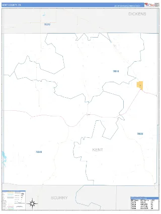 Kent County, TX Business Reference style ZIP Code wall map