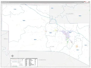 Kerr County, TX Classic style ZIP Code wall map