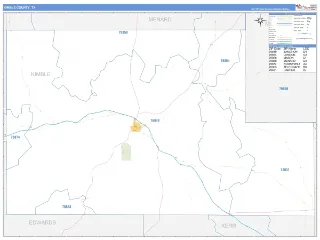 Kimble County, TX Business Reference style ZIP Code wall map