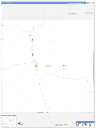 King County, TX Business Reference style ZIP Code wall map