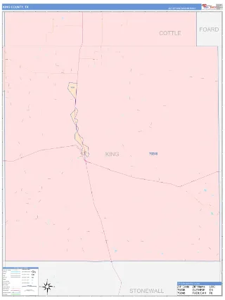King County, TX ColorCast style ZIP Code wall map