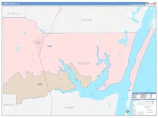 Kleberg County, TX ColorCast style ZIP Code wall map