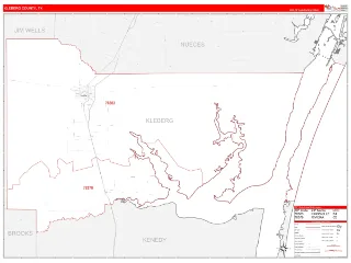 Kleberg County, TX RedLine style ZIP Code wall map