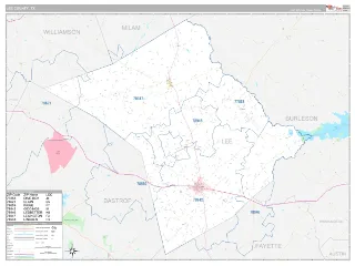 Lee County, TX Classic style ZIP Code wall map