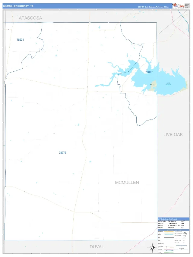 McMullen County, TX ZIP Code Wall Map, Business Reference style