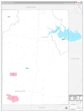 McMullen County, TX Classic style ZIP Code wall map