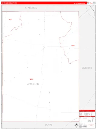 McMullen County, TX RedLine style ZIP Code wall map