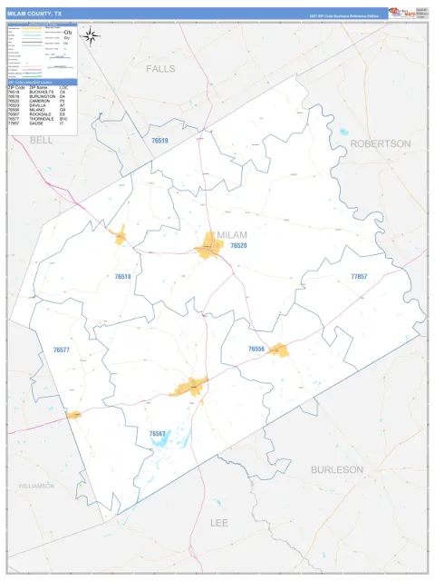 Milam County, TX map