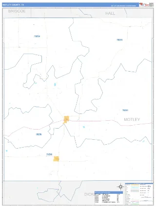 Motley County, TX Business Reference style ZIP Code wall map