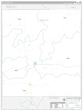 Motley County, TX Classic style ZIP Code wall map