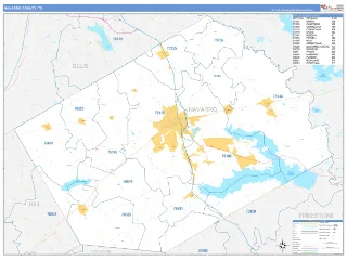 Navarro County, TX Business Reference style ZIP Code wall map