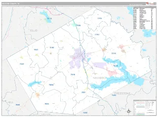 Navarro County, TX Classic style ZIP Code wall map