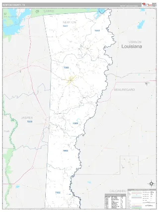 Newton County, TX Classic style ZIP Code wall map