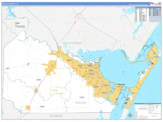 Nueces County, TX Business Reference style ZIP Code wall map