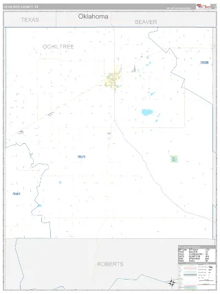 Ochiltree County, TX Classic style ZIP Code wall map