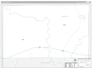 Oldham County, TX Classic style ZIP Code wall map