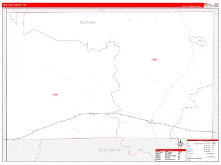 Oldham County, TX RedLine style ZIP Code wall map
