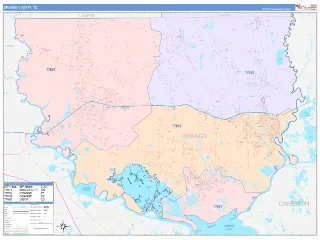 Orange County, TX ColorCast style ZIP Code wall map