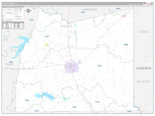 Panola County, TX Classic style ZIP Code wall map