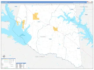 Rains County, TX Business Reference style ZIP Code wall map