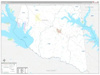 Rains County, TX Classic style ZIP Code wall map