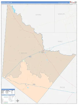 Reeves County, TX ColorCast style ZIP Code wall map