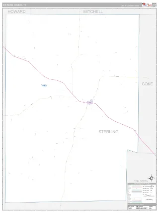Sterling County, TX Classic style ZIP Code wall map