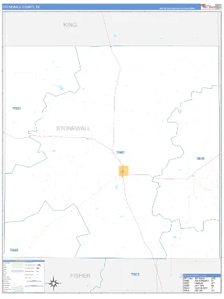 Stonewall County, TX Business Reference style ZIP Code wall map