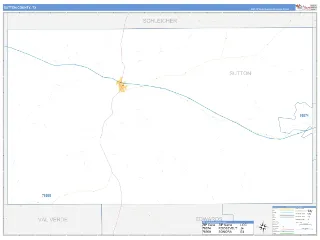 Sutton County, TX Business Reference style ZIP Code wall map