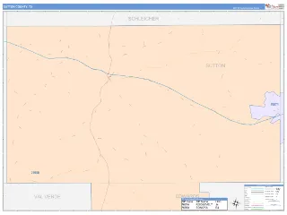 Sutton County, TX ColorCast style ZIP Code wall map