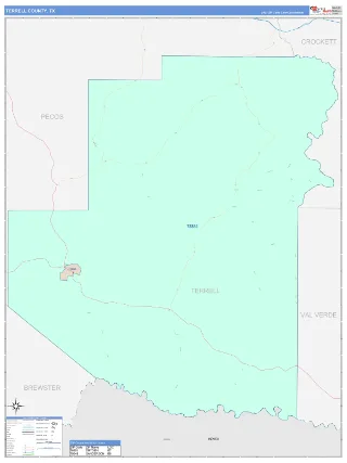 Terrell County, TX ColorCast style ZIP Code wall map