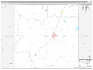 Terry County, TX Classic style ZIP Code wall map