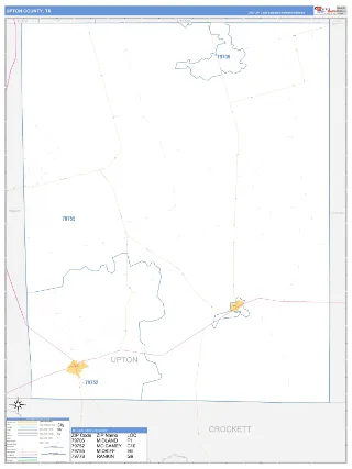 Upton County, TX Business Reference style ZIP Code wall map