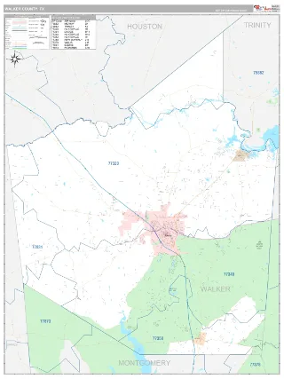 Walker County, TX Classic style ZIP Code wall map