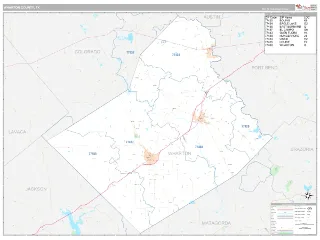 Wharton County, TX Classic style ZIP Code wall map
