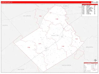 Wharton County, TX RedLine style ZIP Code wall map