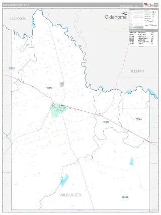 Wilbarger County, TX Classic style ZIP Code wall map