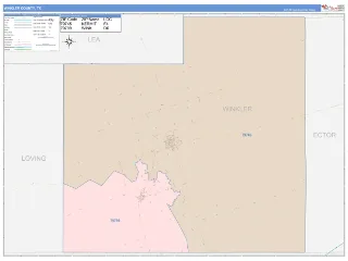 Winkler County, TX ColorCast style ZIP Code wall map