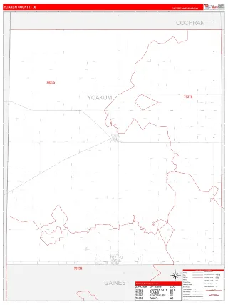 Yoakum County, TX RedLine style ZIP Code wall map
