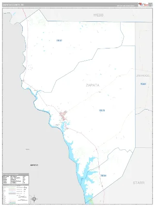 Zapata County, TX Classic style ZIP Code wall map