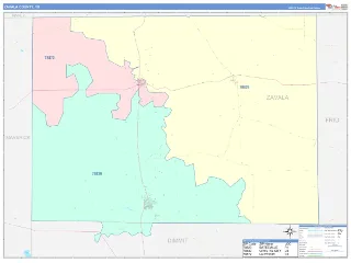 Zavala County, TX ColorCast style ZIP Code wall map