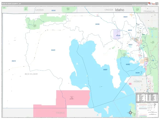 Box Elder County, UT ZIP Code Wall Map, Classic style