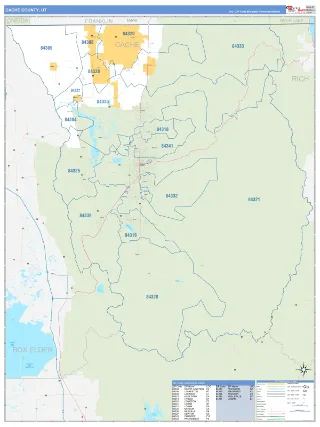 Cache County, UT Business Reference style ZIP Code wall map