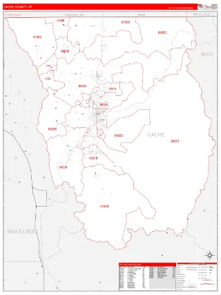 Cache County, UT RedLine style ZIP Code wall map